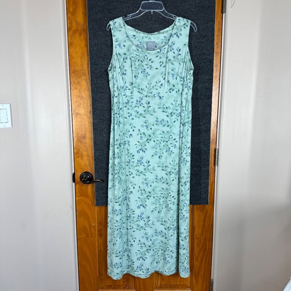 Vintage Rabbit Rabbit Rabbit Green Floral Empire Waist Maxi Dress Size 14W - Picture 8 of 8